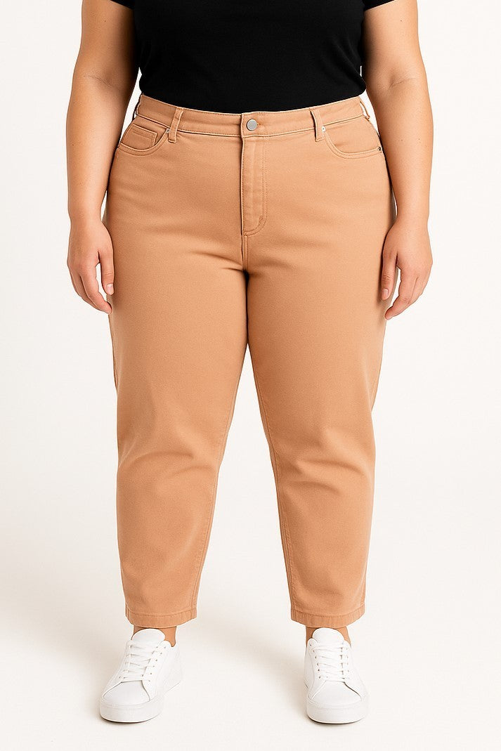Pantaloni in cotone taglie forti, marrone
