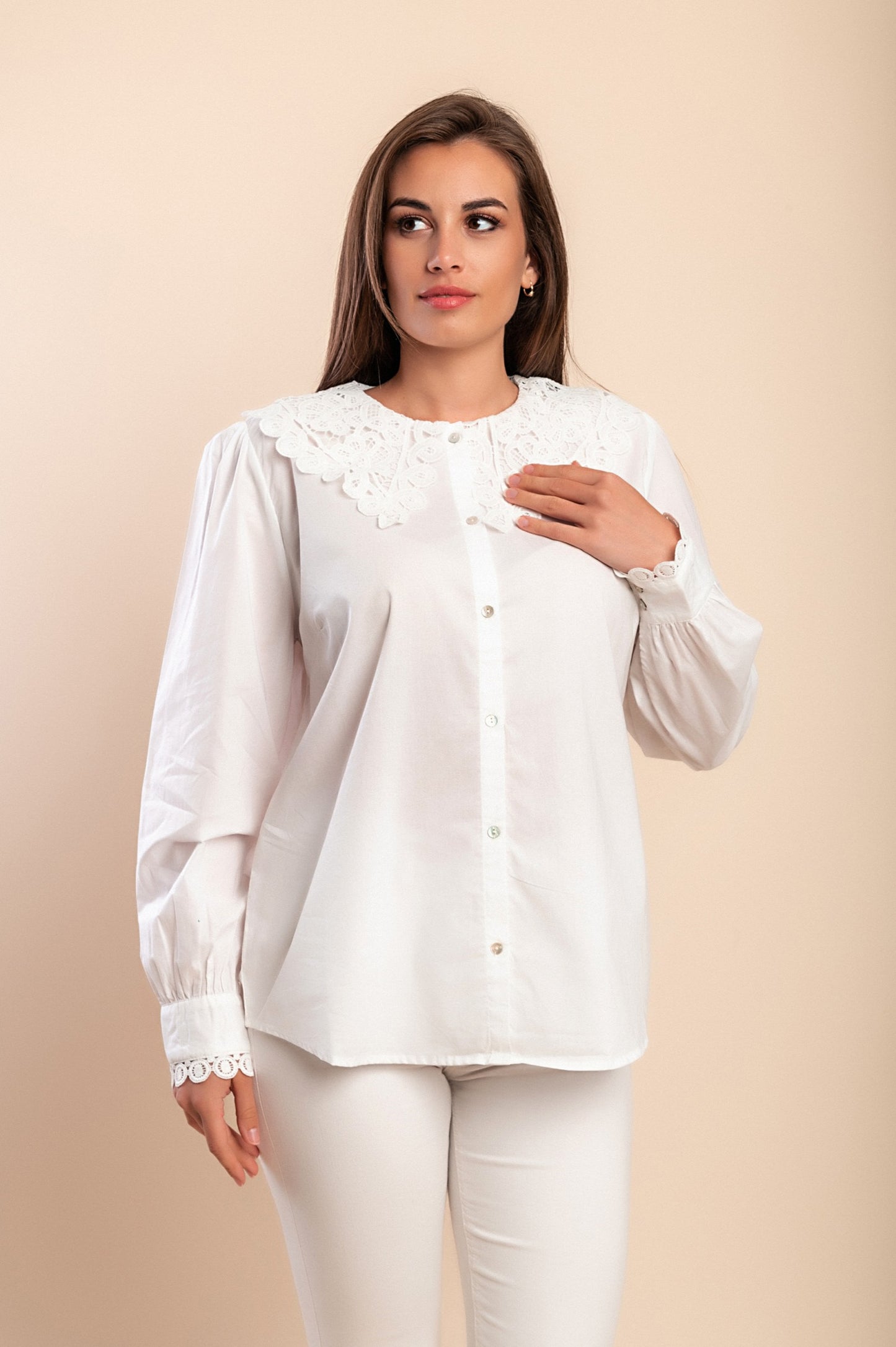 Camicia in pizzo, bianca