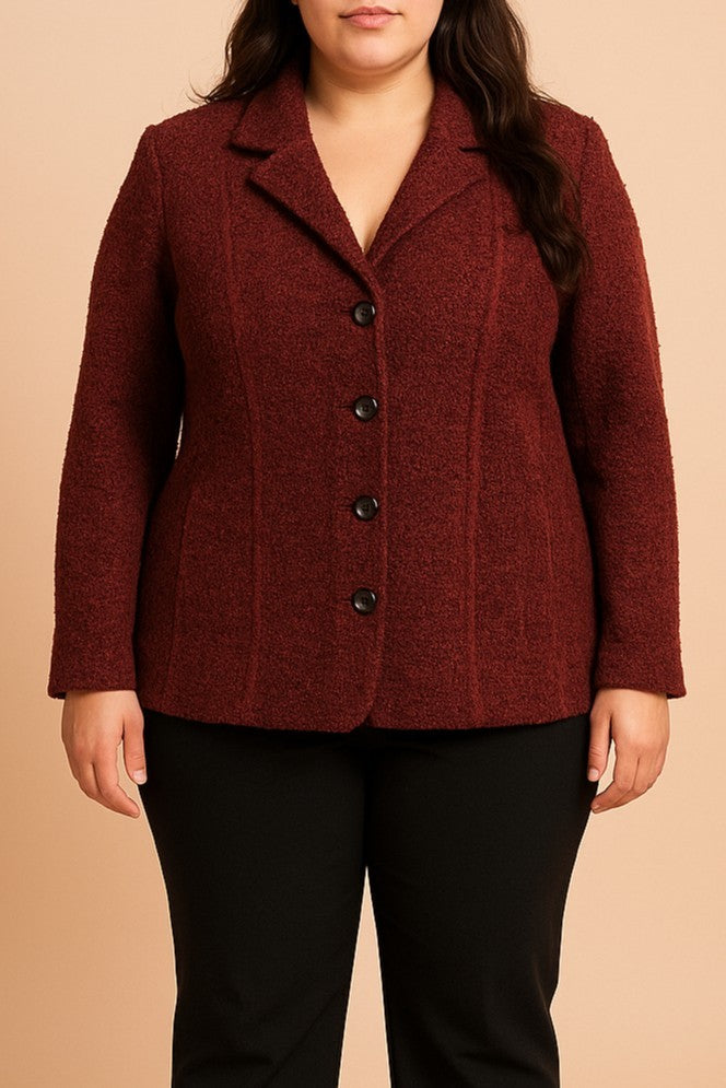 Cappotto corto con bottoni, bordeaux
