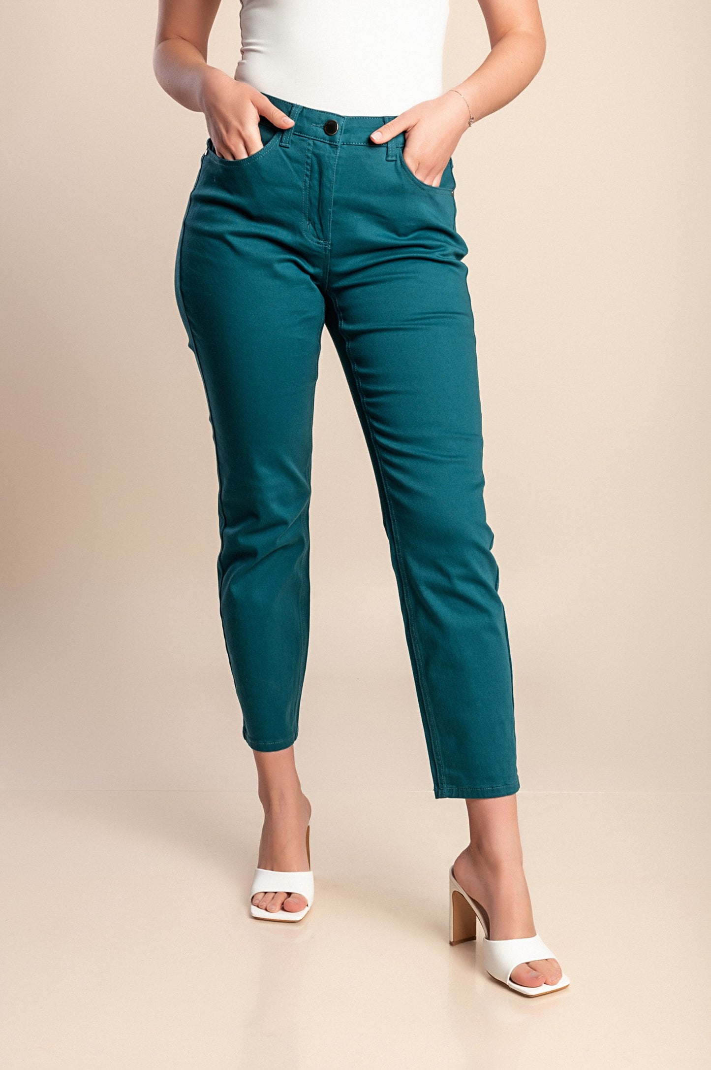 Pantaloni 7/8 in cotone, verdi