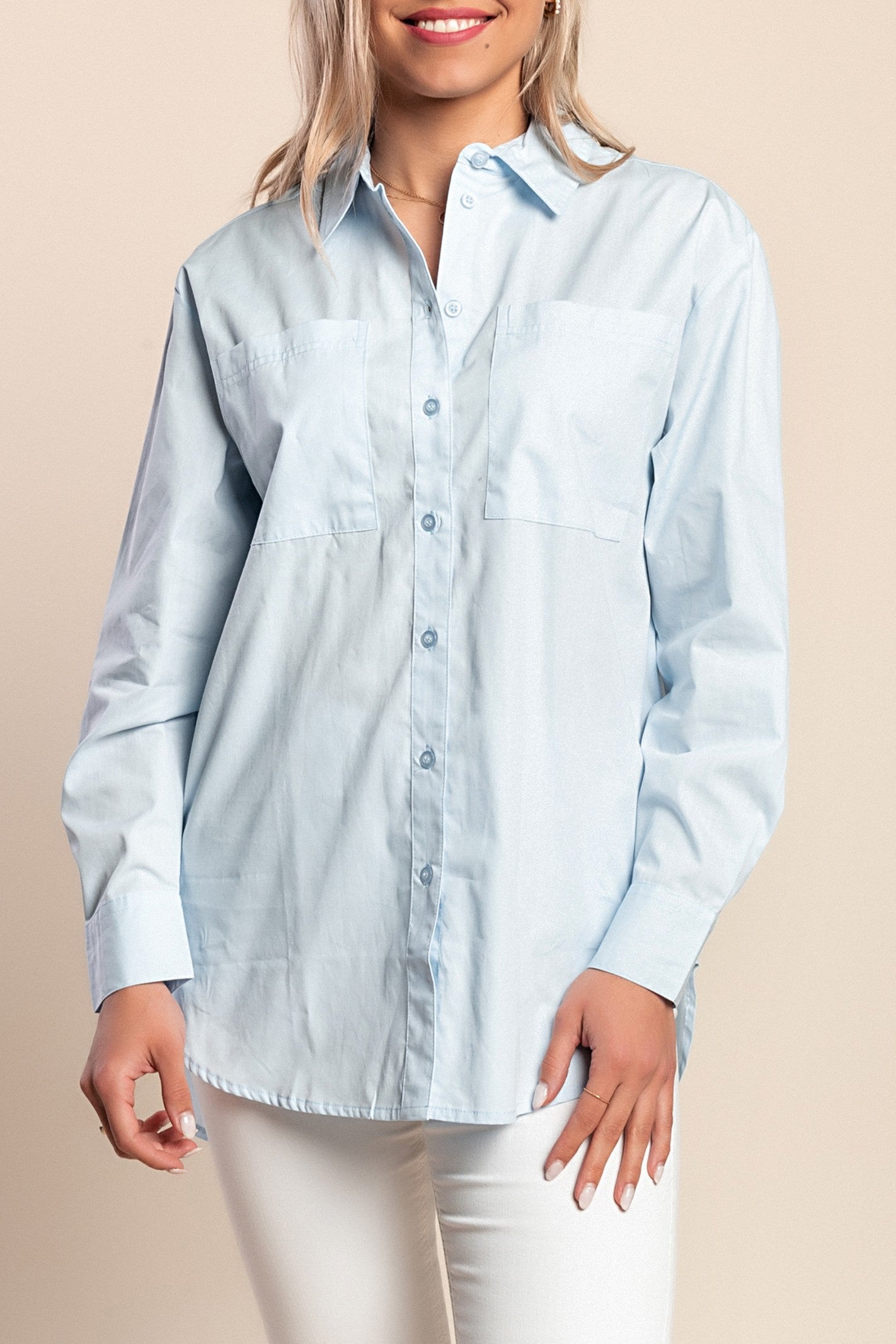 Camicia in cotone, azzurra