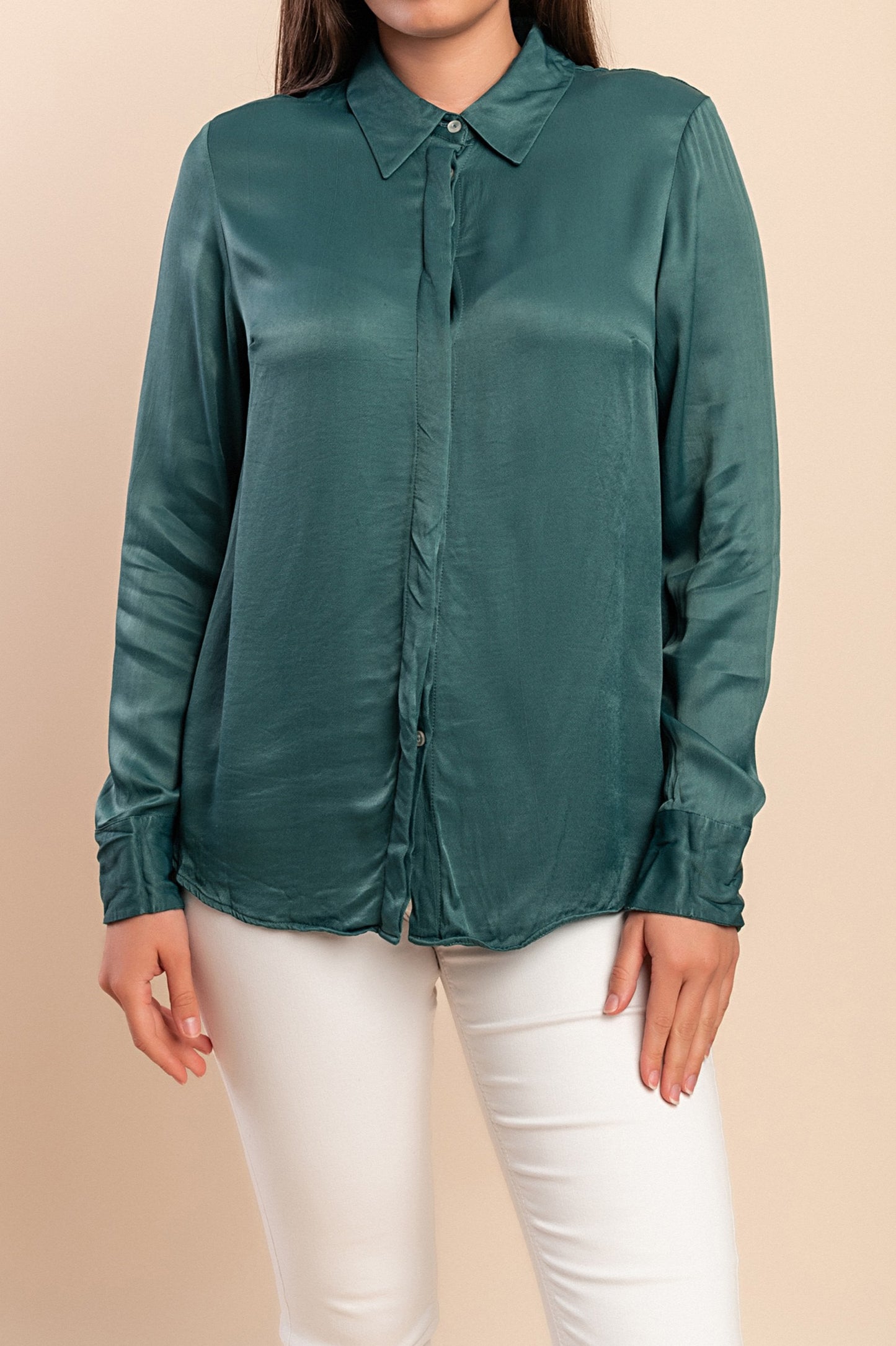Camicetta taglie forti con bottoni, verde