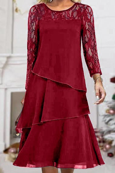 Abito elegante con pizzo, blu scuro
