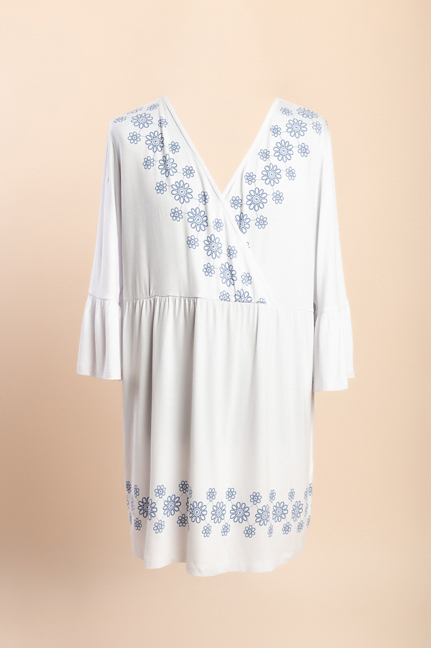 Abito taglie forti con stampa floreale, bianco