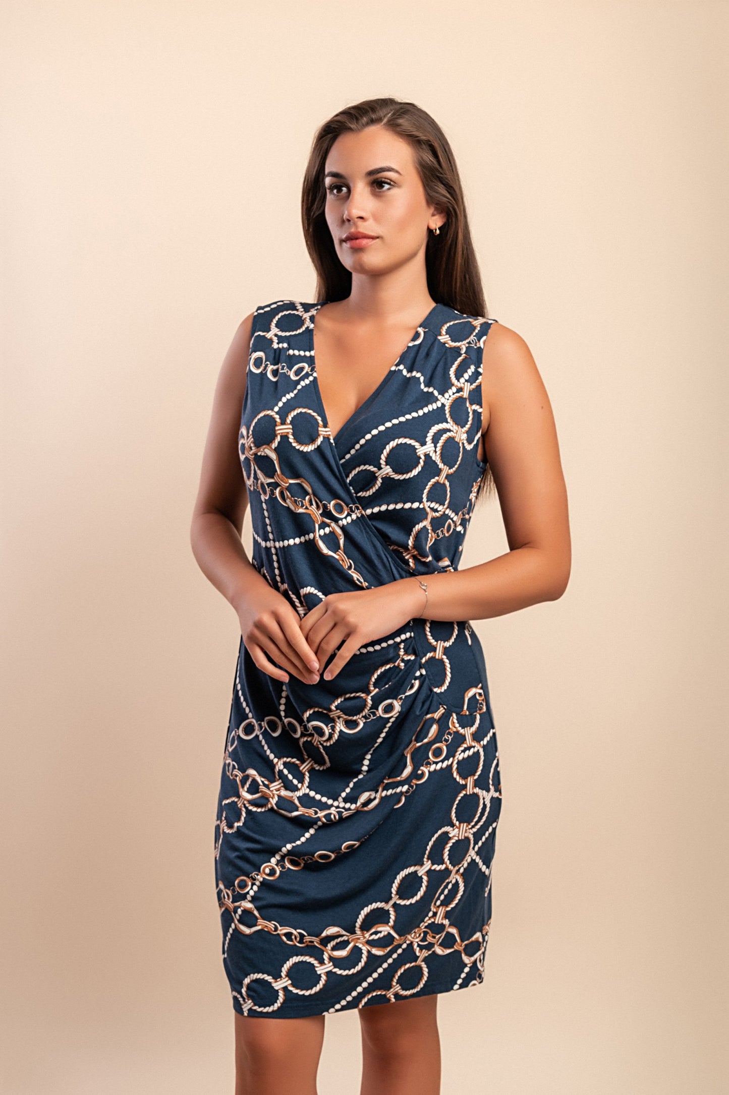 Vestito taglia forte con stampa, blu