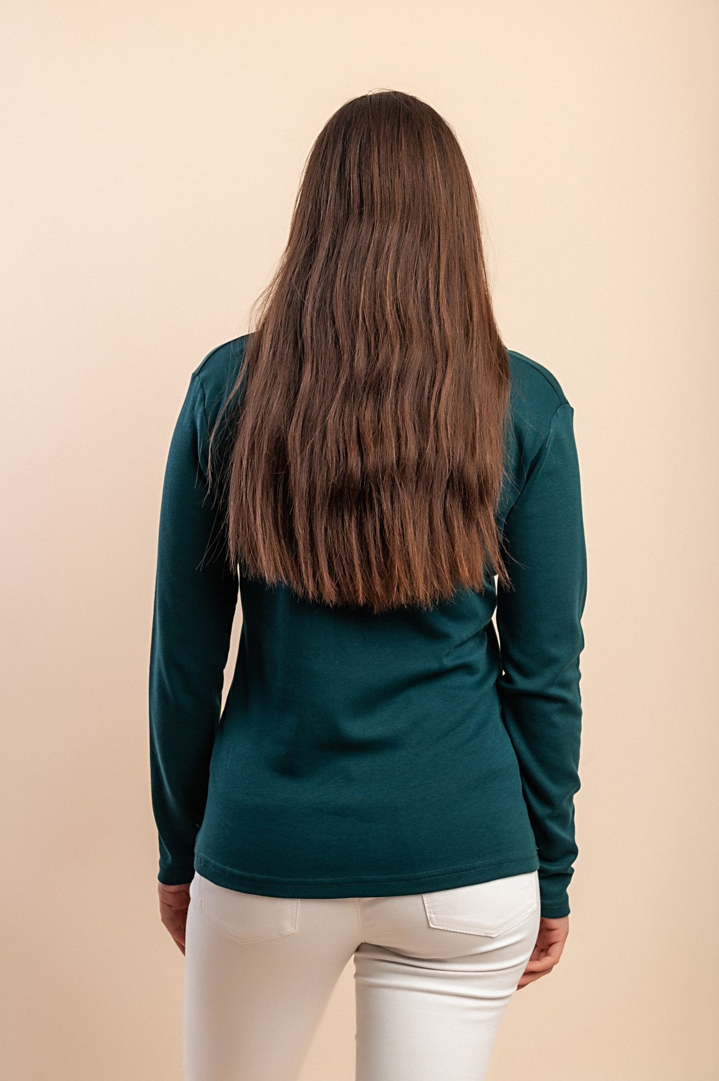 Top a manica lunga in cotone, nero