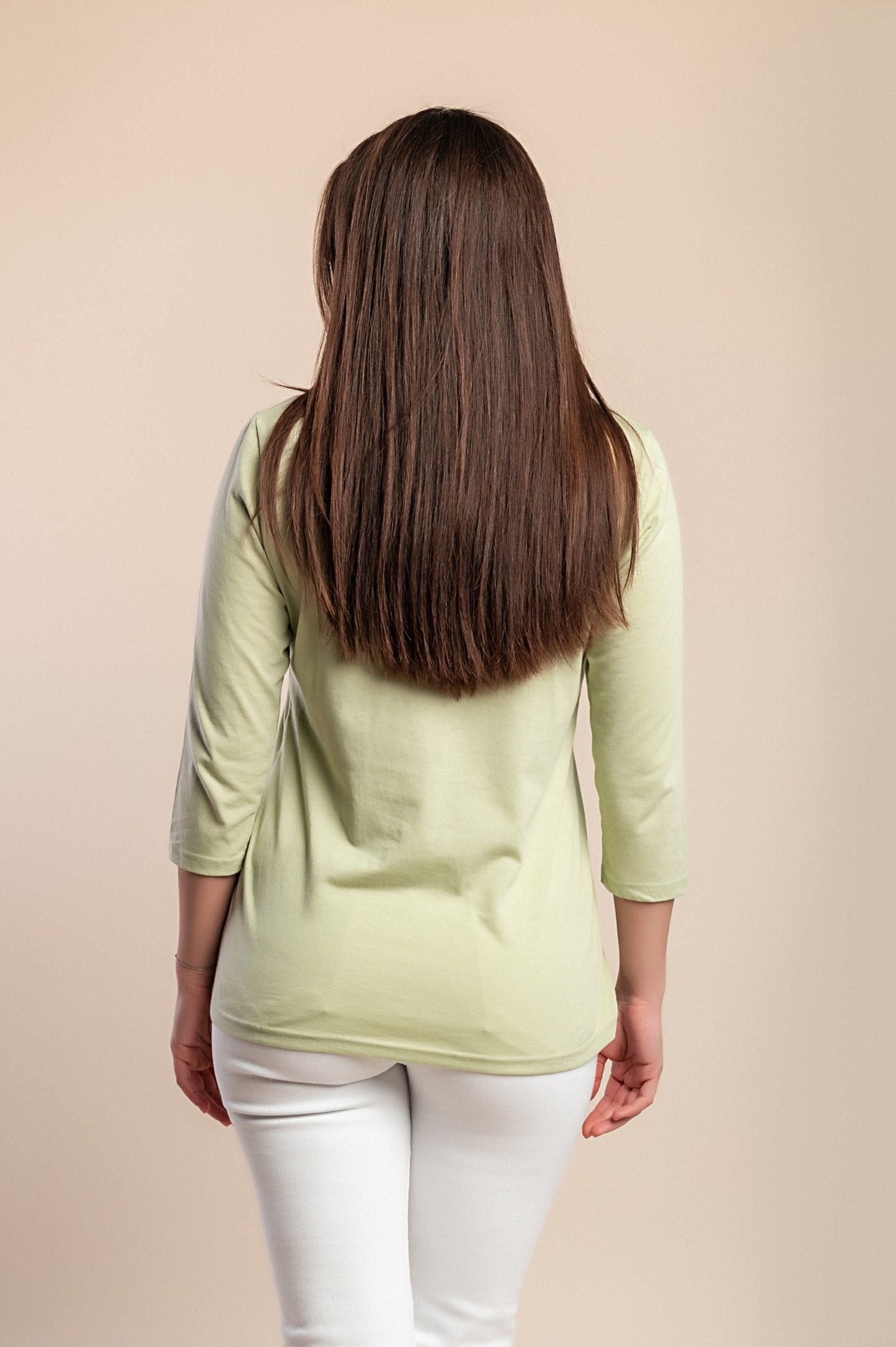 Top con maniche a 3/4, verde chiaro