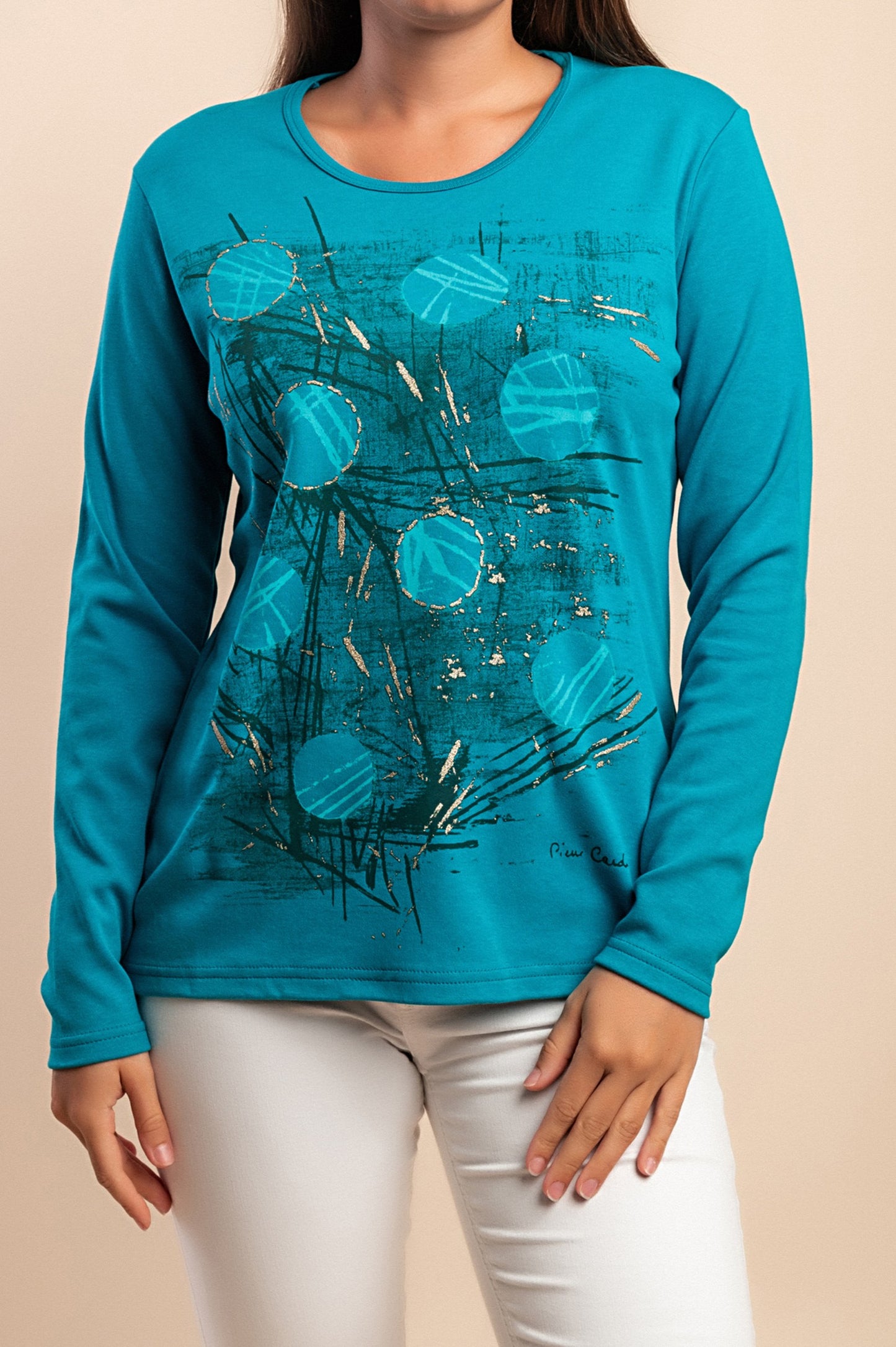 Maglia in cotone a maniche lunghe, menta