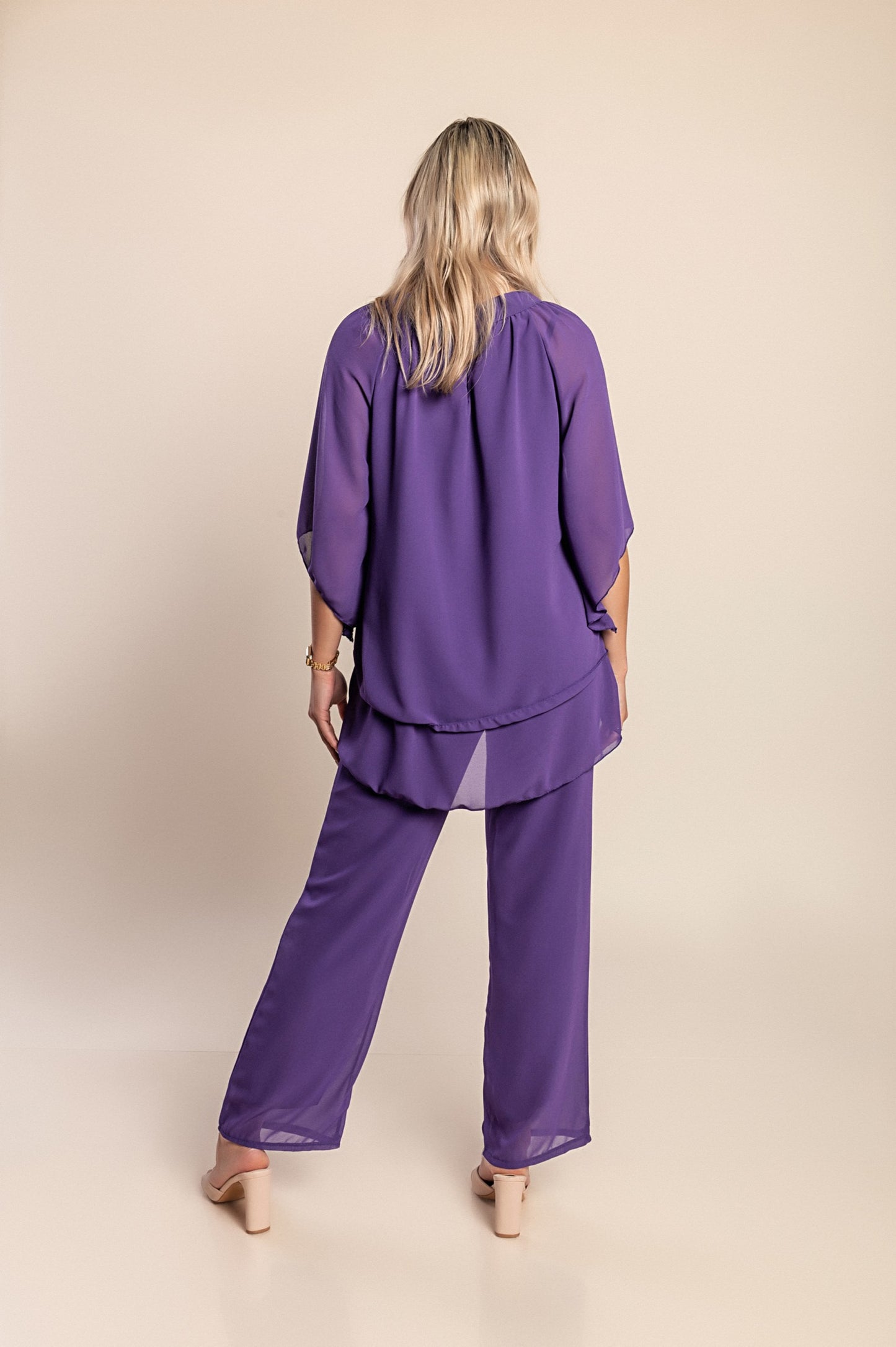 Elegante set tunica e pantaloni lunghi, blu scuro