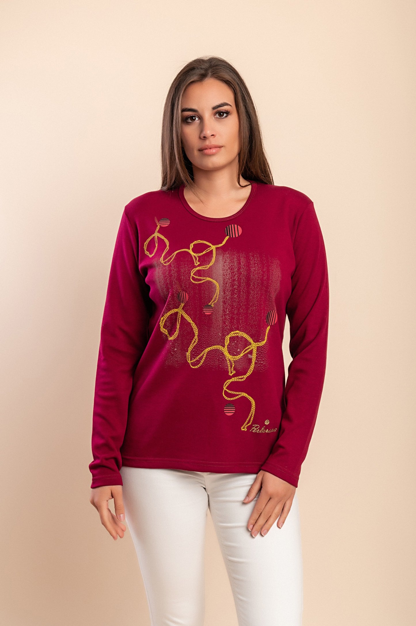 Maglia in cotone a maniche lunghe, blu scuro