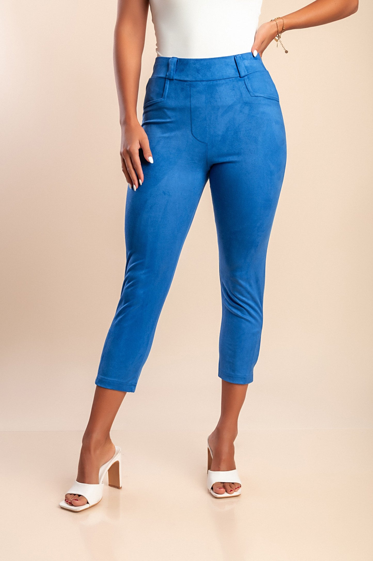 Pantaloni slim 7/8, blu