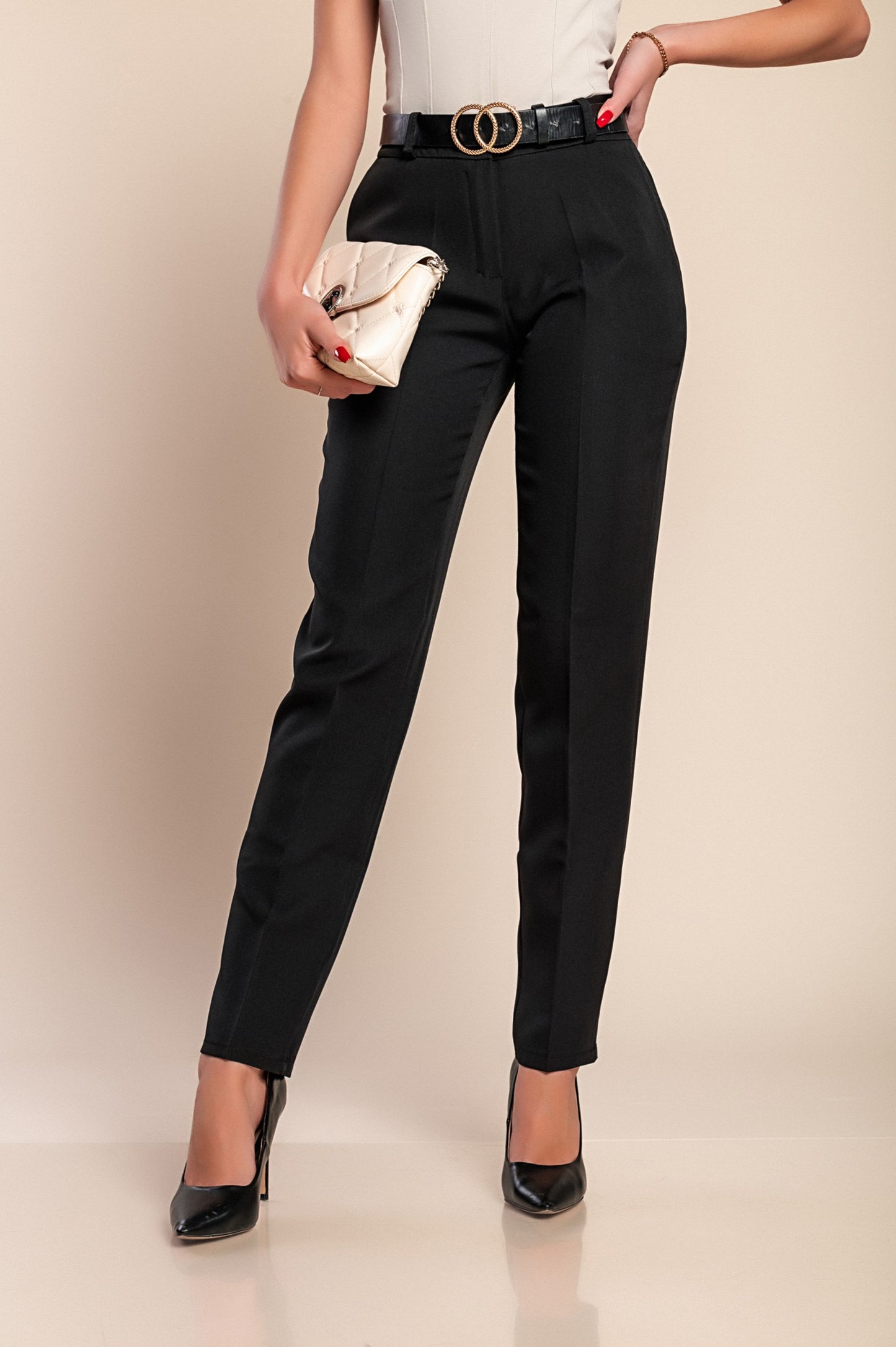 Pantaloni eleganti lunghi con pantalone dritto Tordina, nero