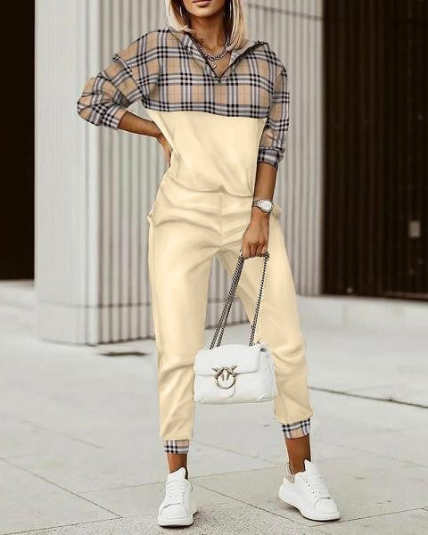 Completo tuta in cotone con stampa Ferisa, beige