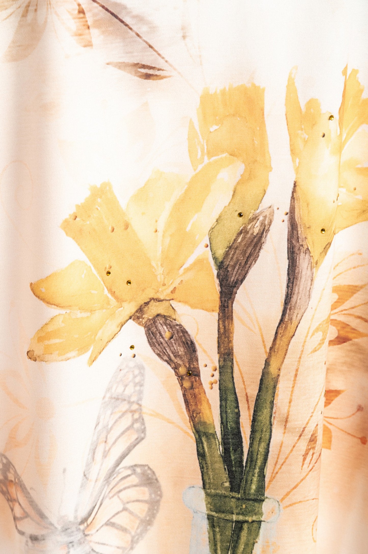 Top stampato taglie forti, giallo