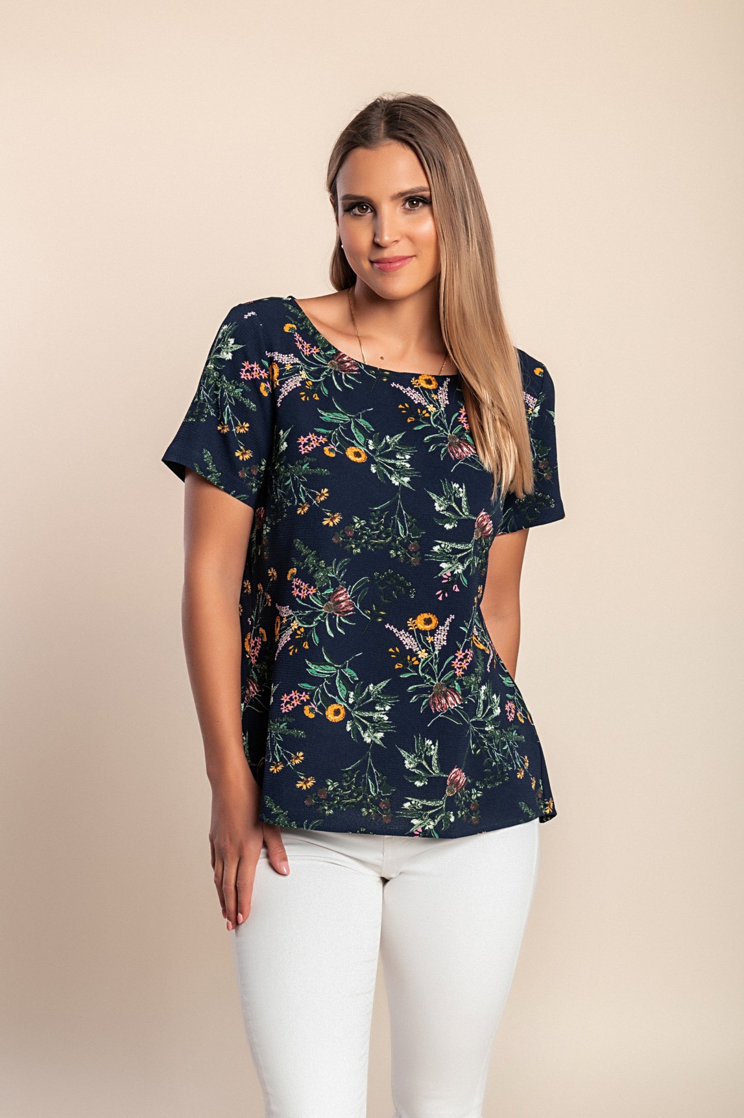 Camicetta a maniche corte, blu scuro