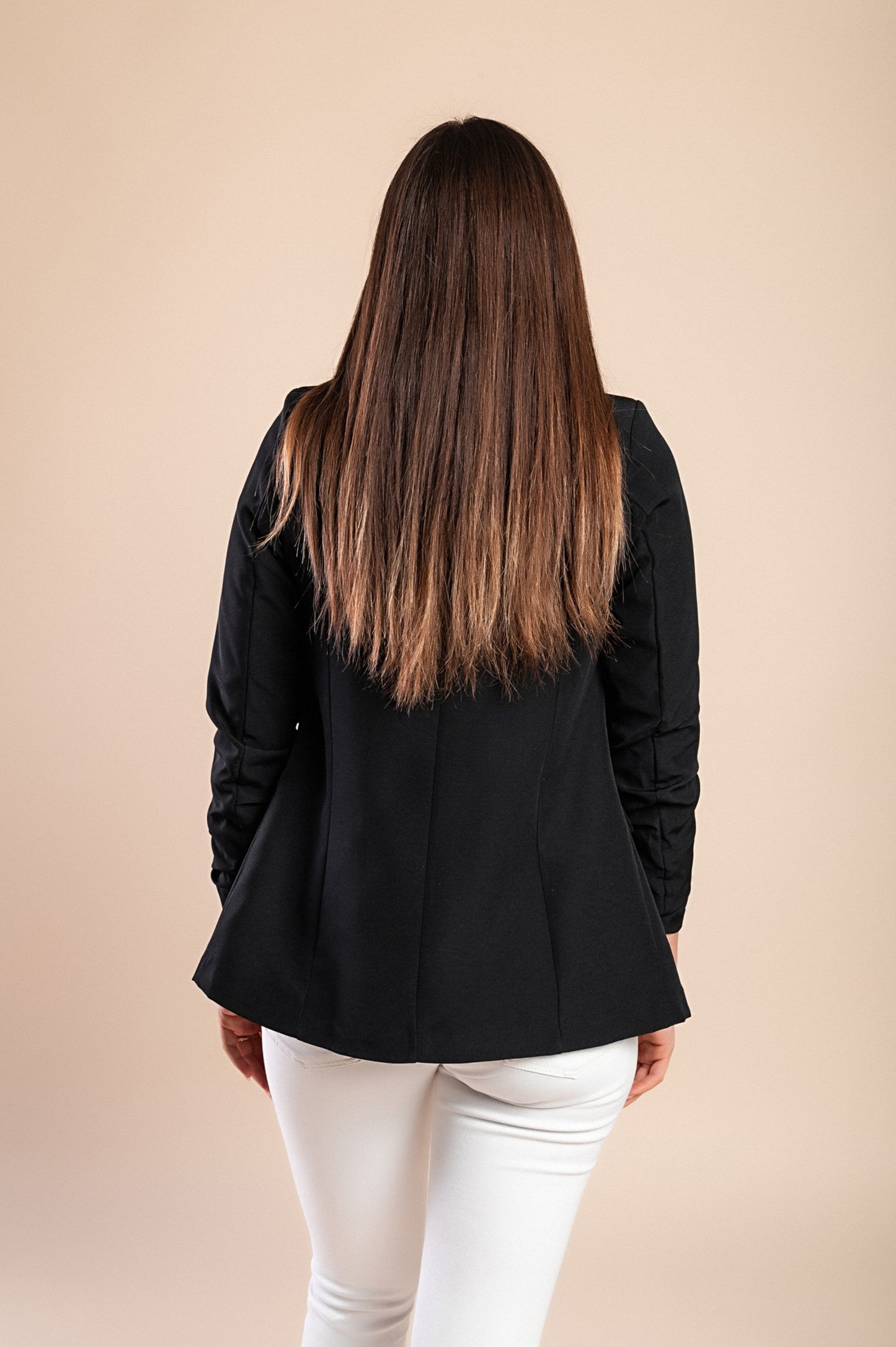 Blazer lungo con scollatura classica Turina, nero