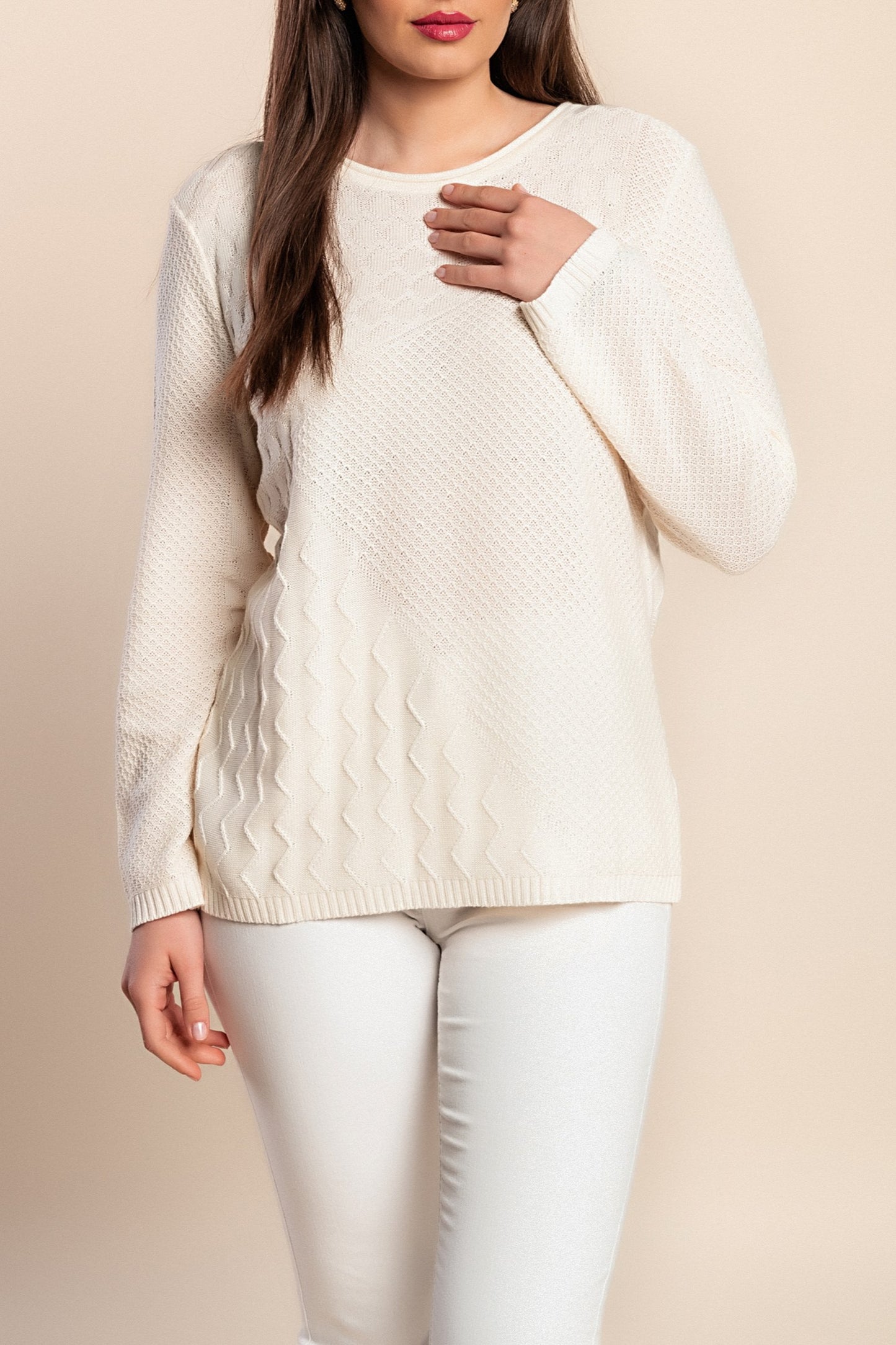 Maglione a maniche lunghe, bianco