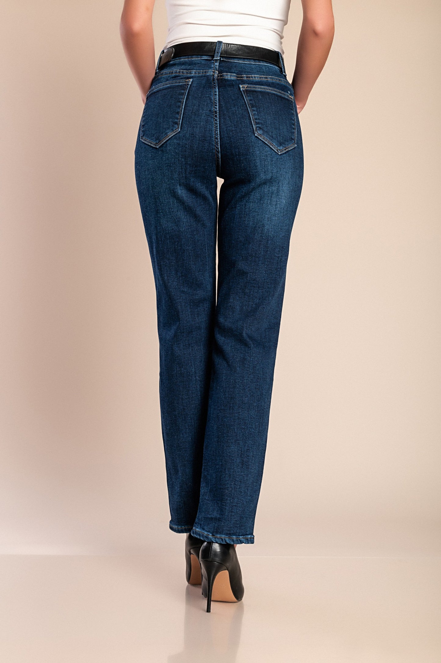 Jeans termici taglie forti con pantaloni attillati, blu scuro