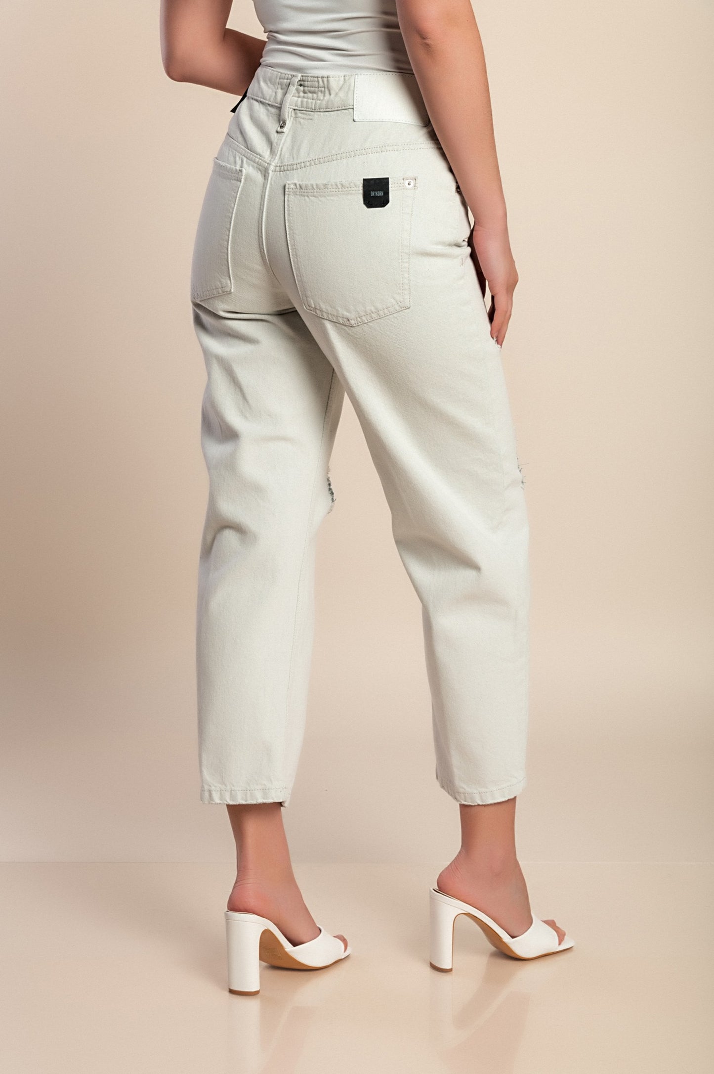 Jeans taglie forti con spacchi, grigio chiaro