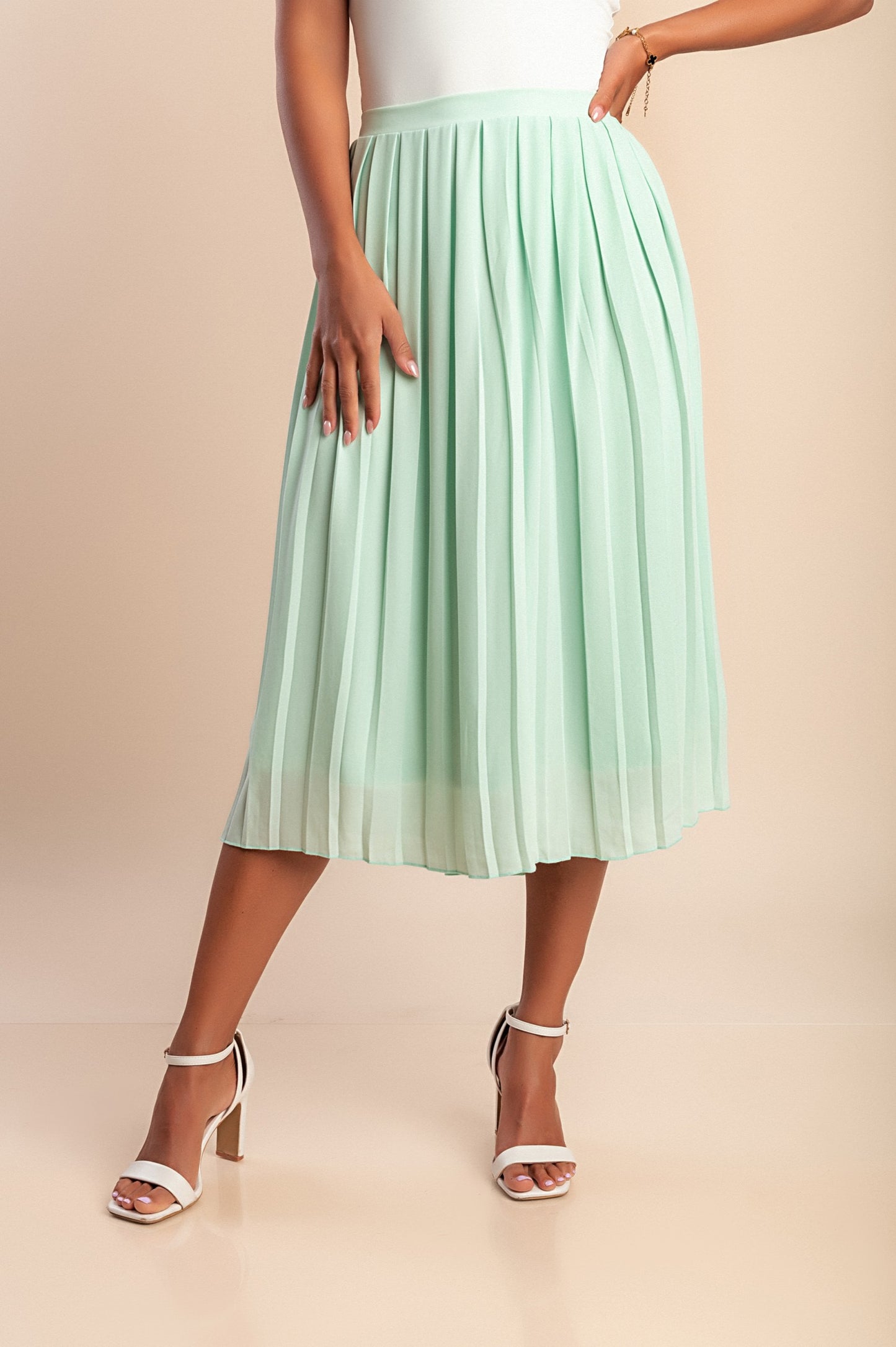 Gonna plissettata taglie forti, menta