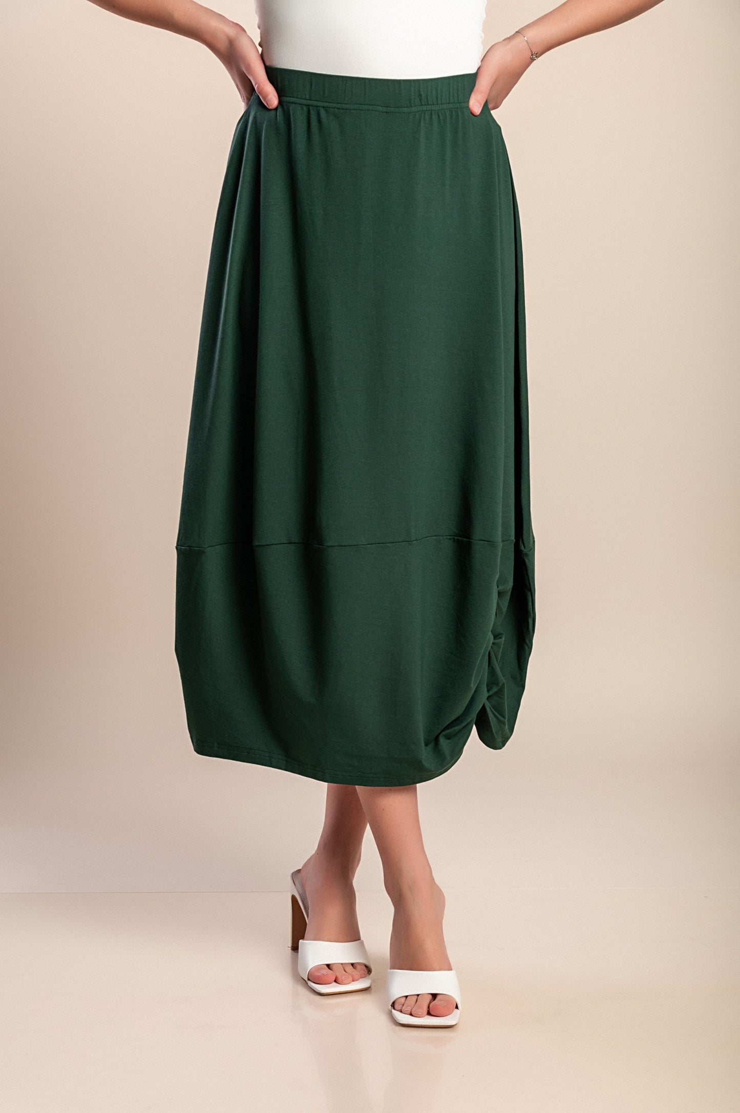 Gonna midi in viscosa, verde