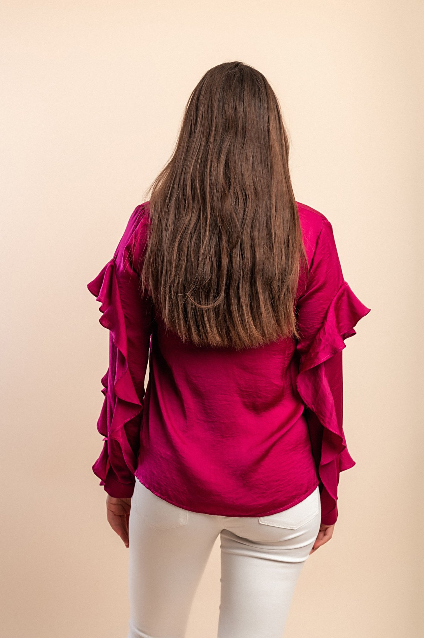 Blusa elegante con volant, viola