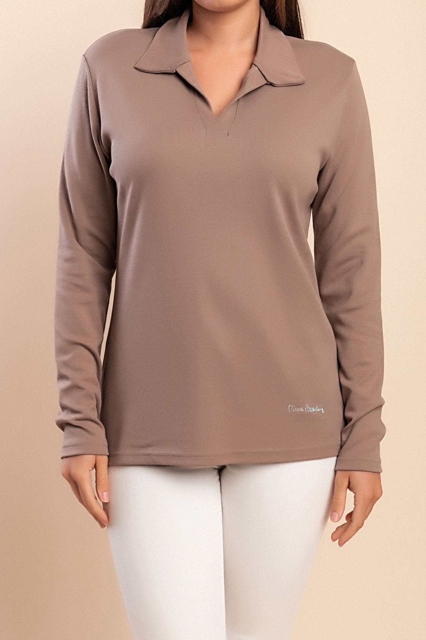 Camicia a maniche lunghe con colletto, beige