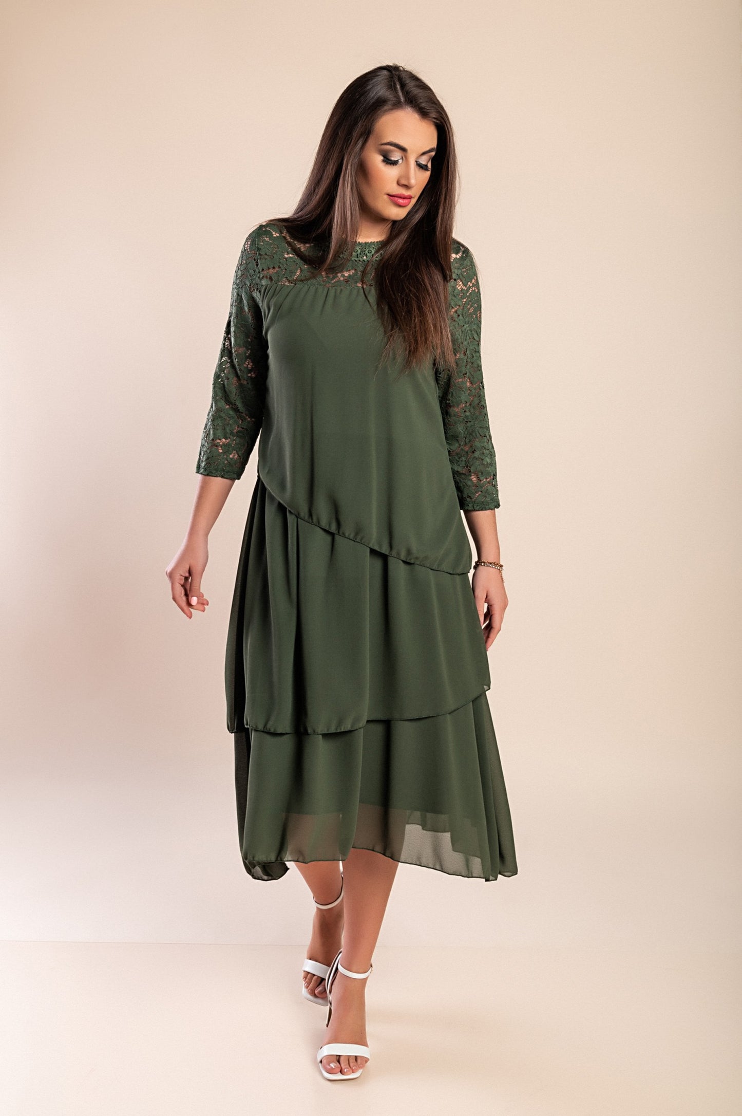 Abito elegante con pizzo, blu scuro