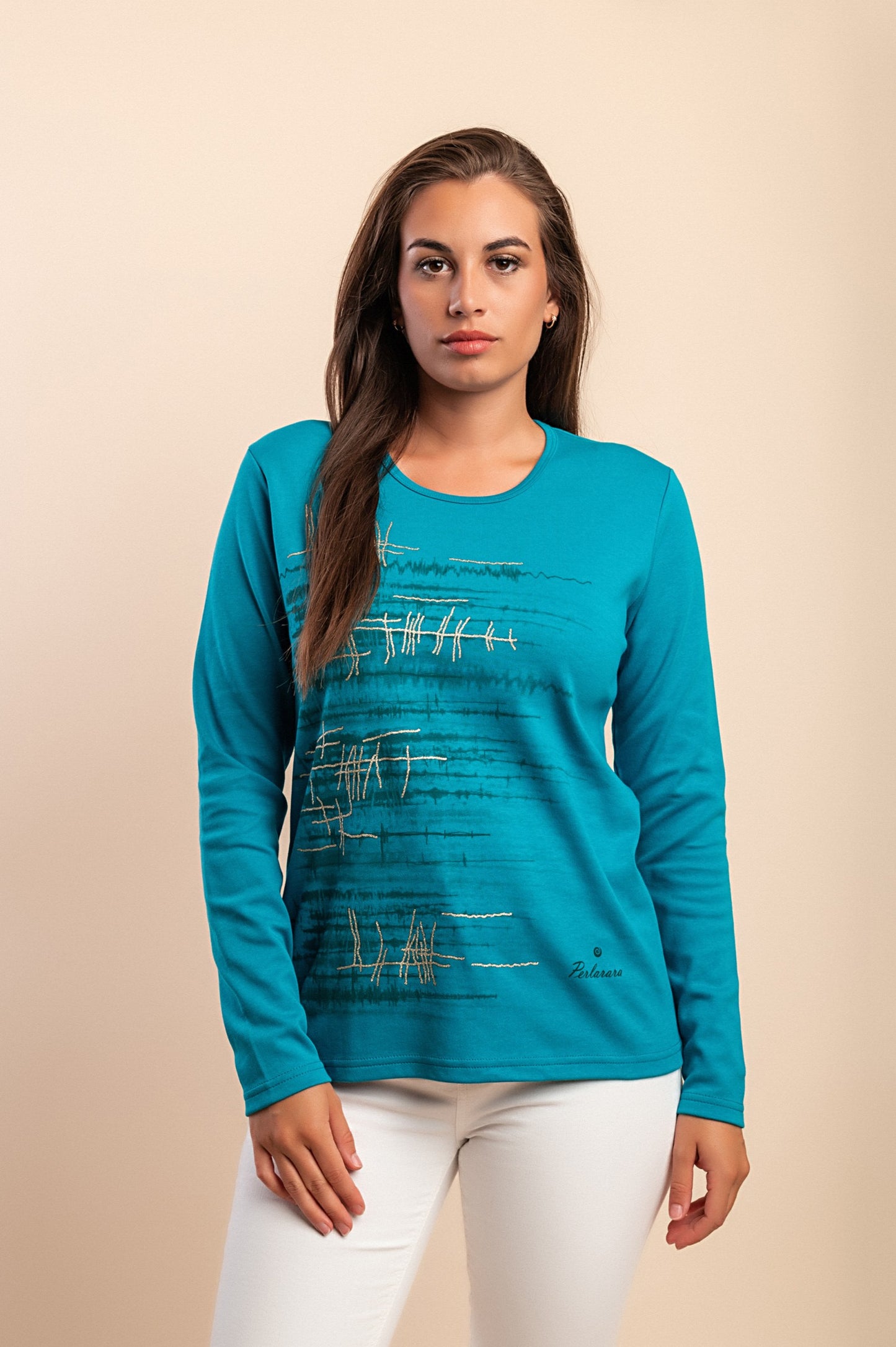 Maglia in cotone a maniche lunghe, menta
