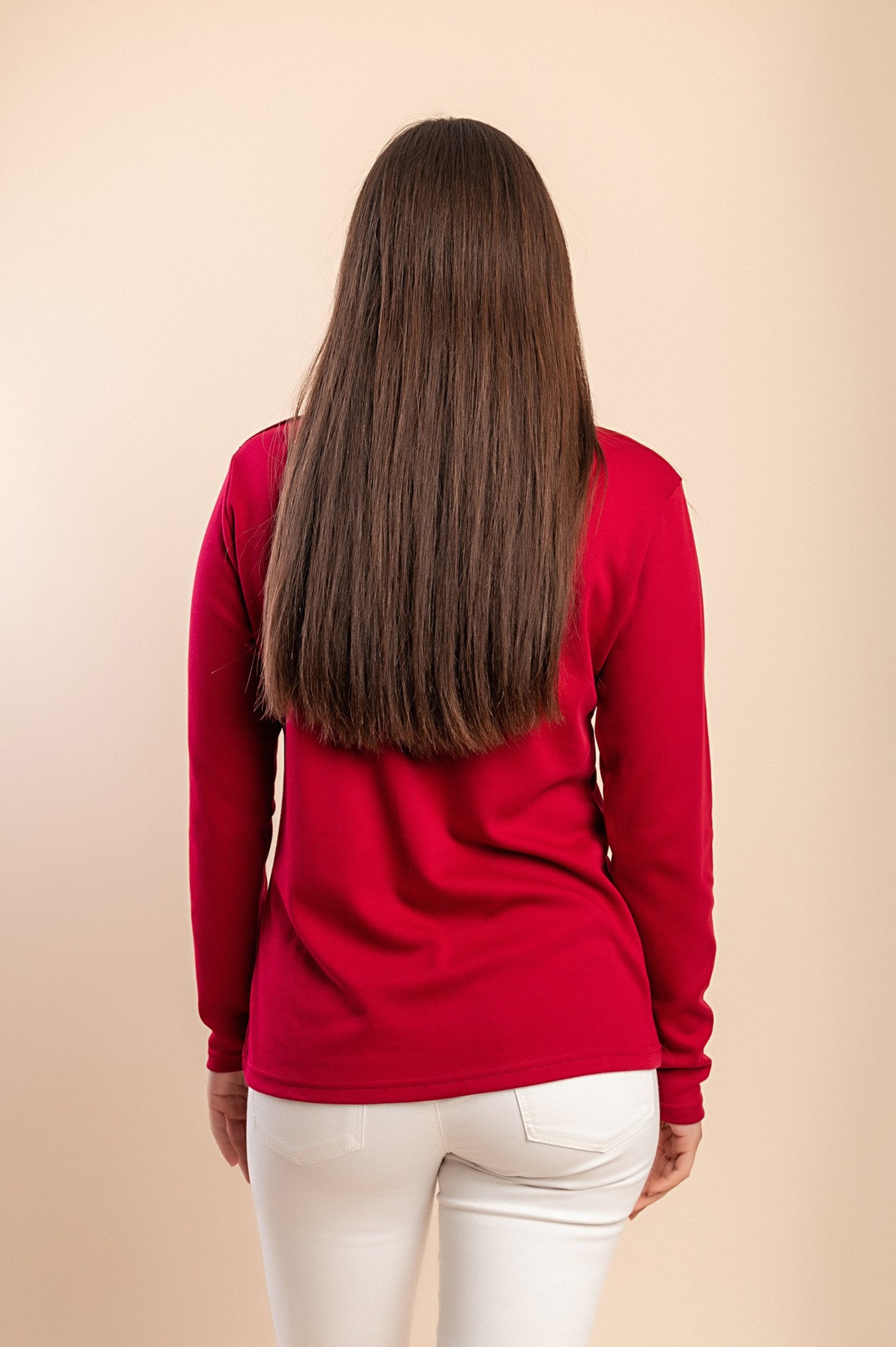 Camicia a maniche lunghe con colletto, rossa