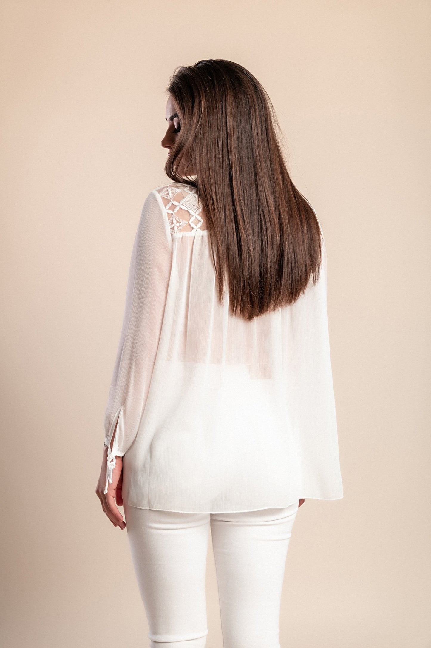 Camicetta semitrasparente, bianca