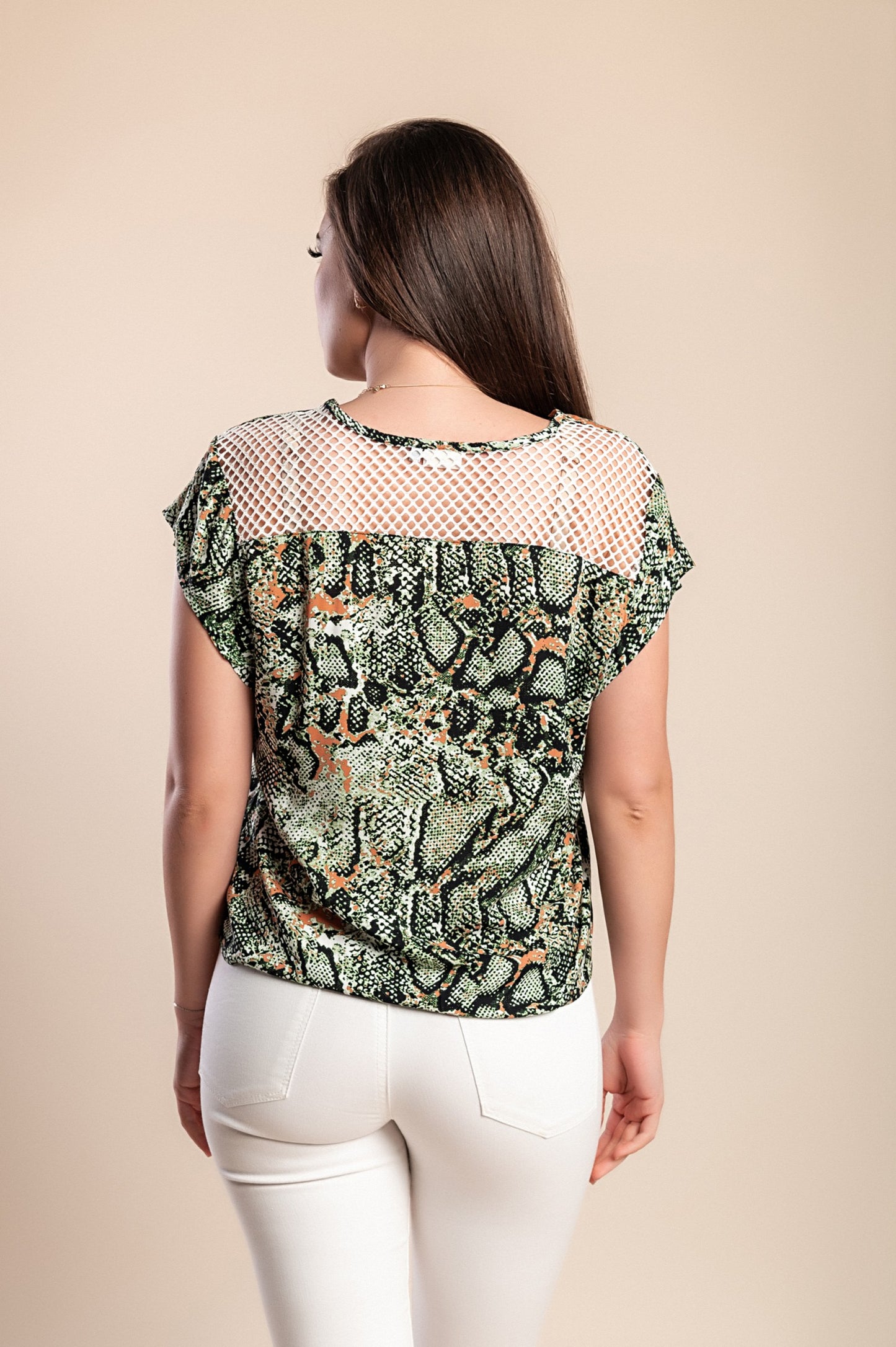 Camicetta con stampa serpente, nera