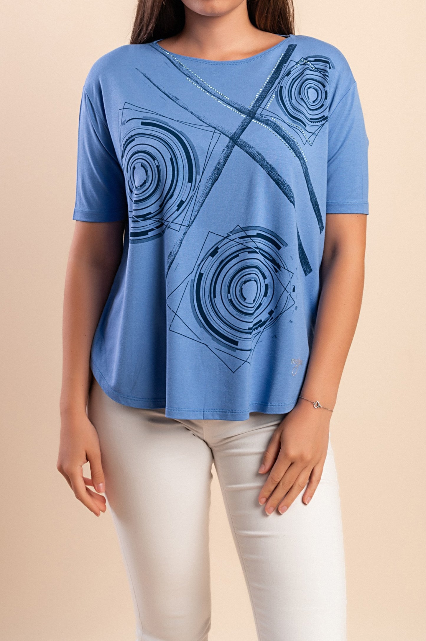 Maglietta con stampa, blu