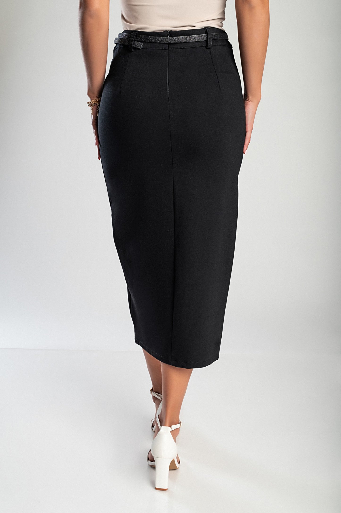 Gonna midi elegante con cintura, blu