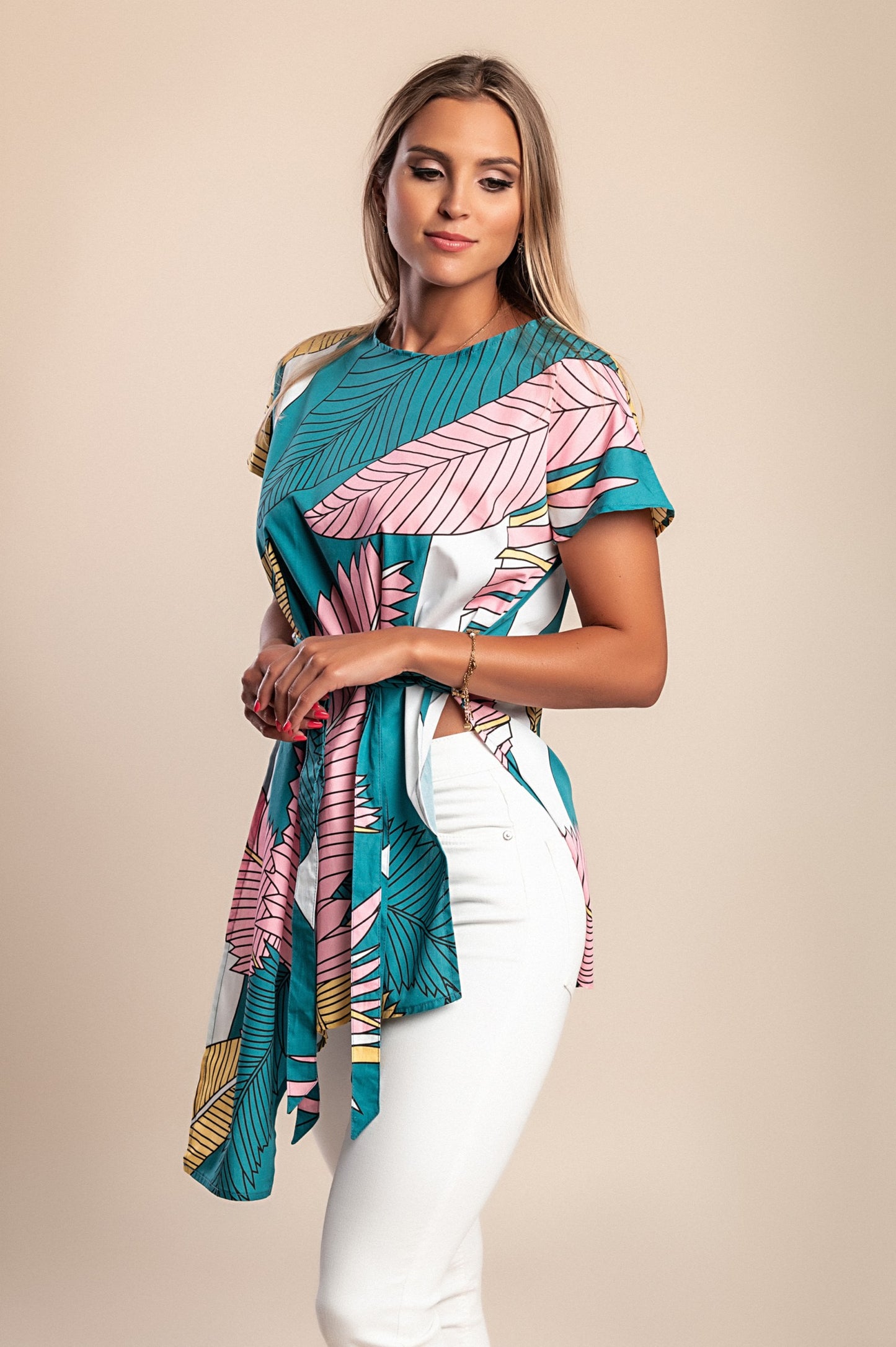 T-shirt in cotone con stampa, blu