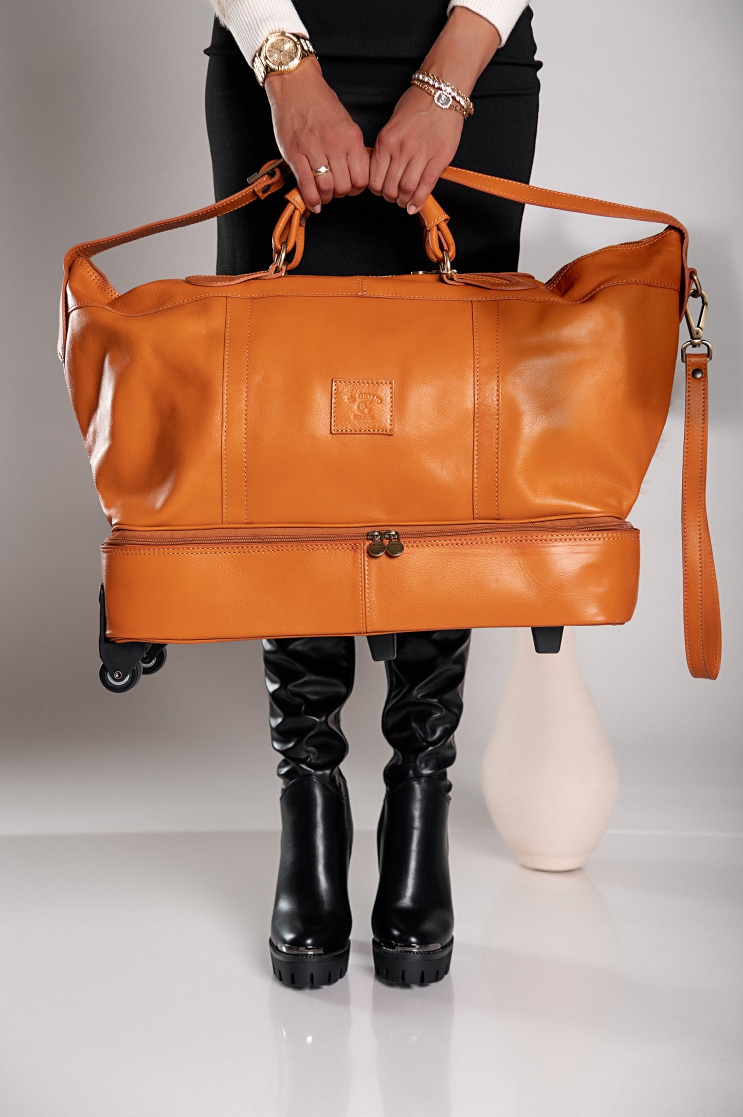 Borsa in vera pelle Kehlani, marrone chiaro