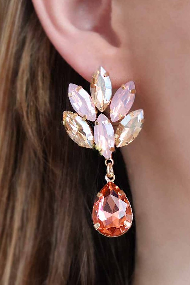 Eleganti orecchini pendenti, ART374, rosso