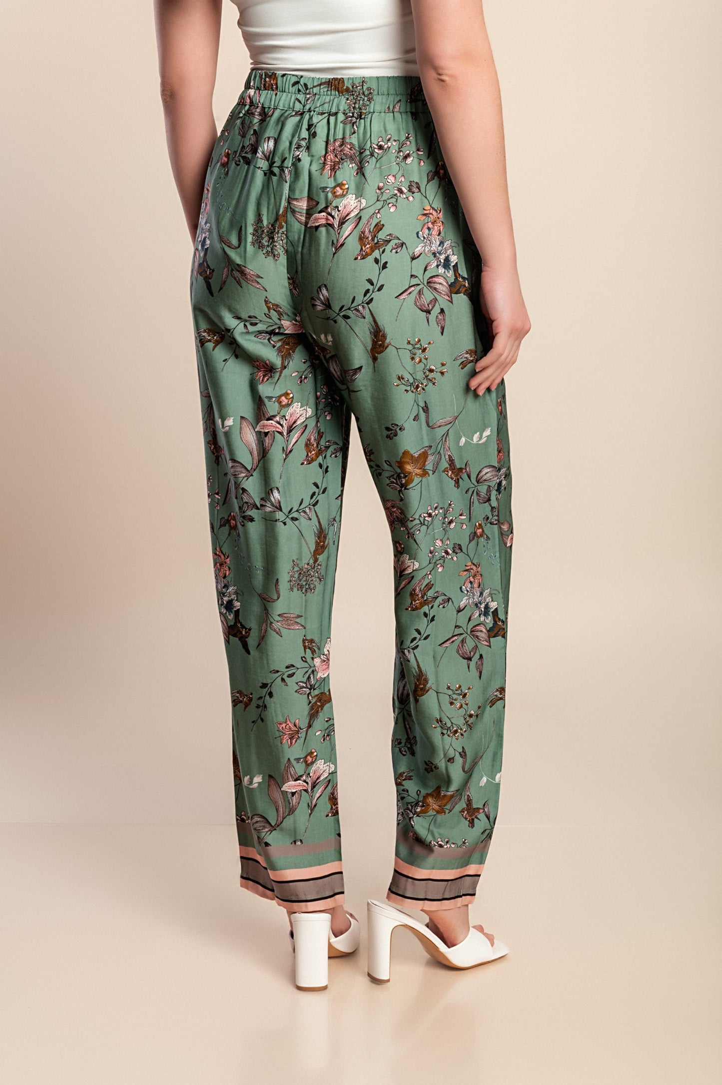 Pantaloni lunghi con stampa, verdi