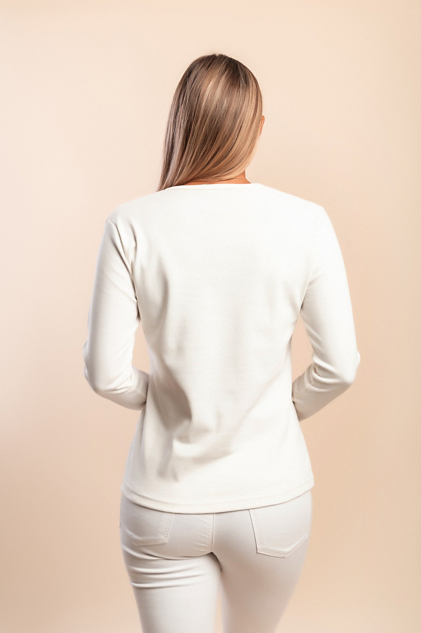 Maglia in cotone a maniche lunghe, bianca