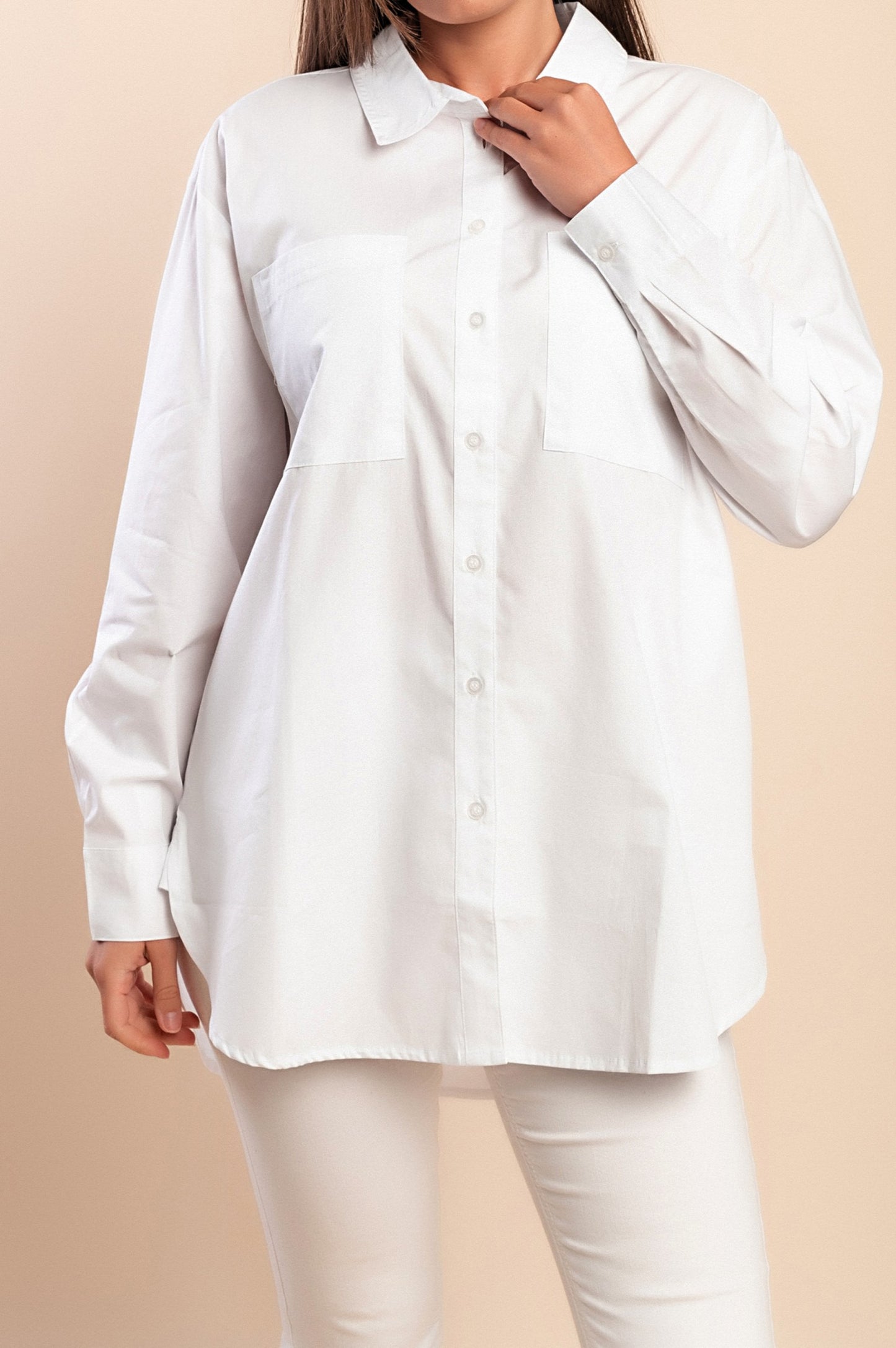 Camicia in cotone taglie forti, bianca