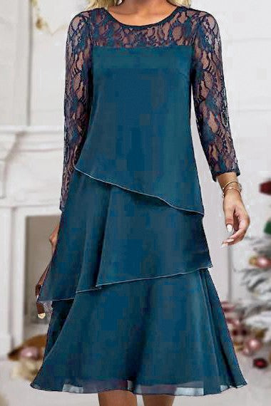 Abito elegante con pizzo, blu scuro