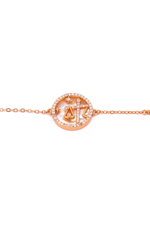 Bracciale con pendente, LIBRA, oro rosa