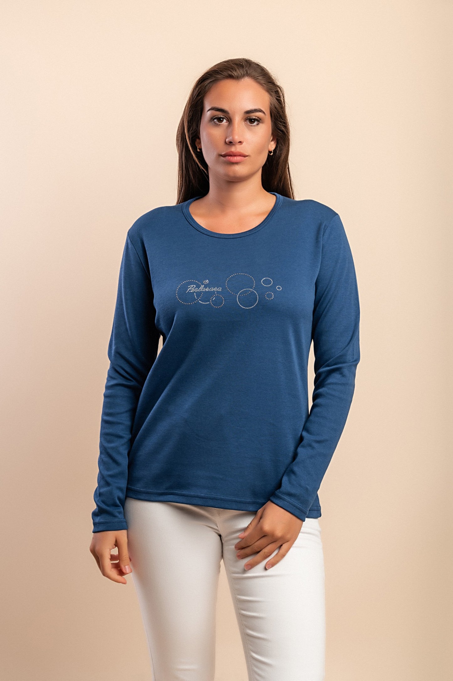 Top a maniche lunghe in cotone, giallo