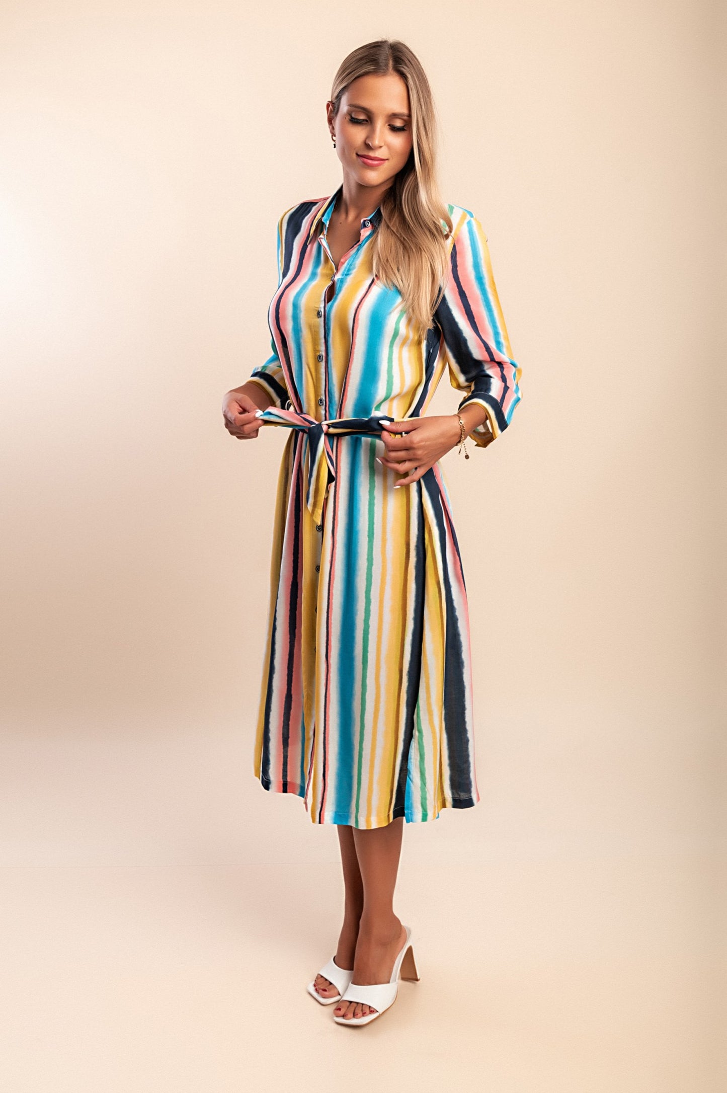 Abito camicia stampato, multicolore