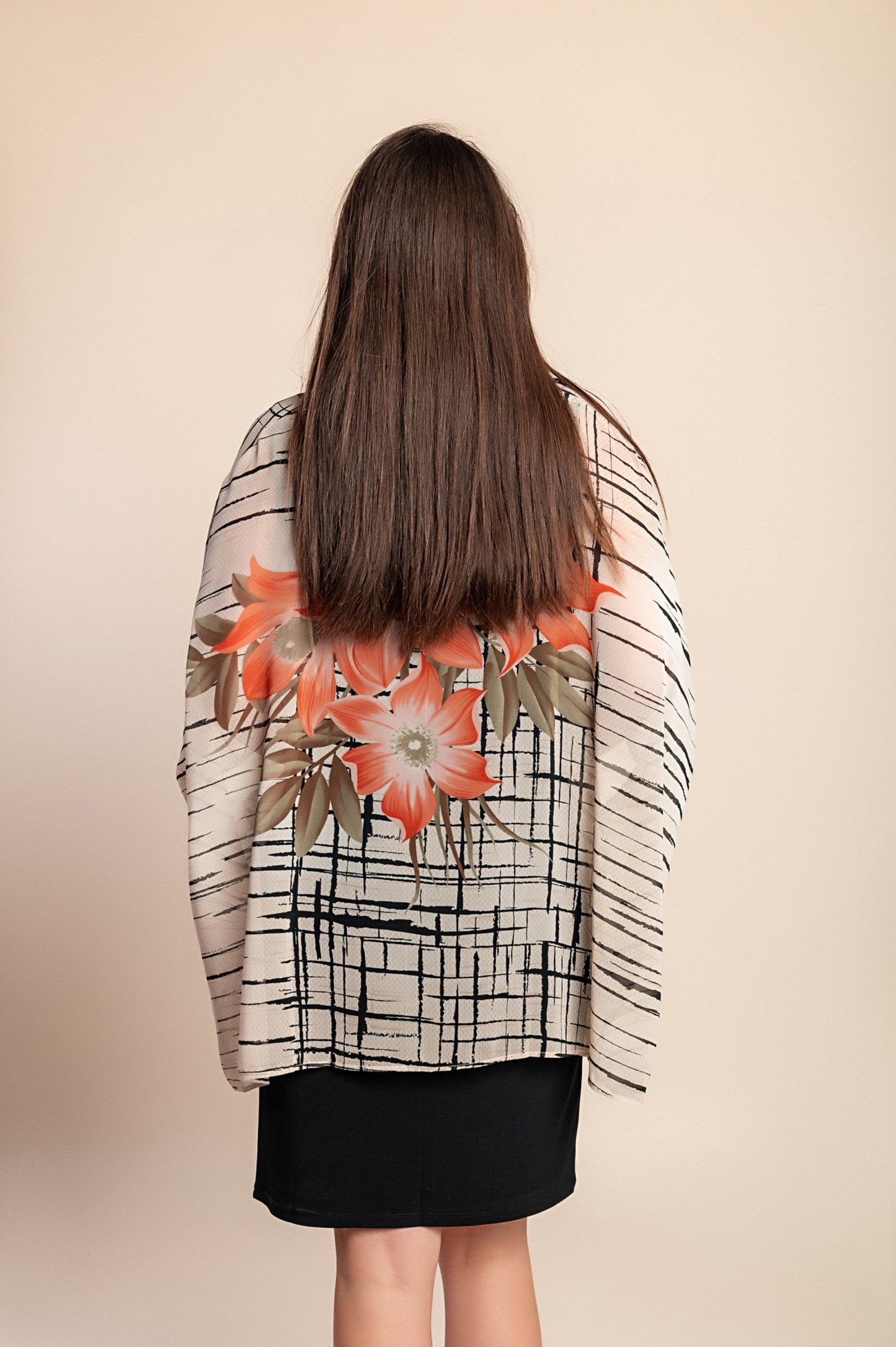 Abito stampato taglie forti, nero