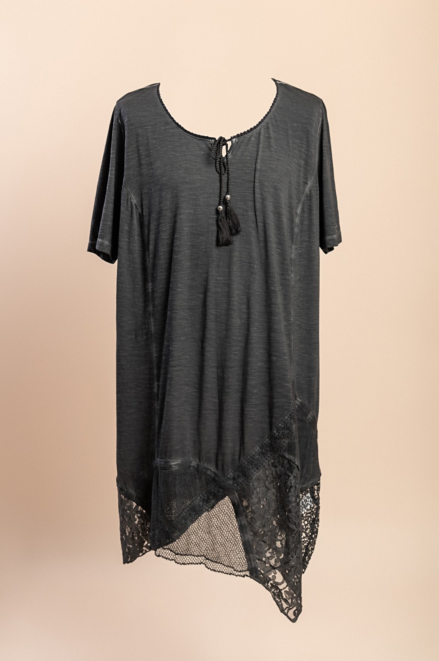 Abito taglie forti con pizzo, grigio