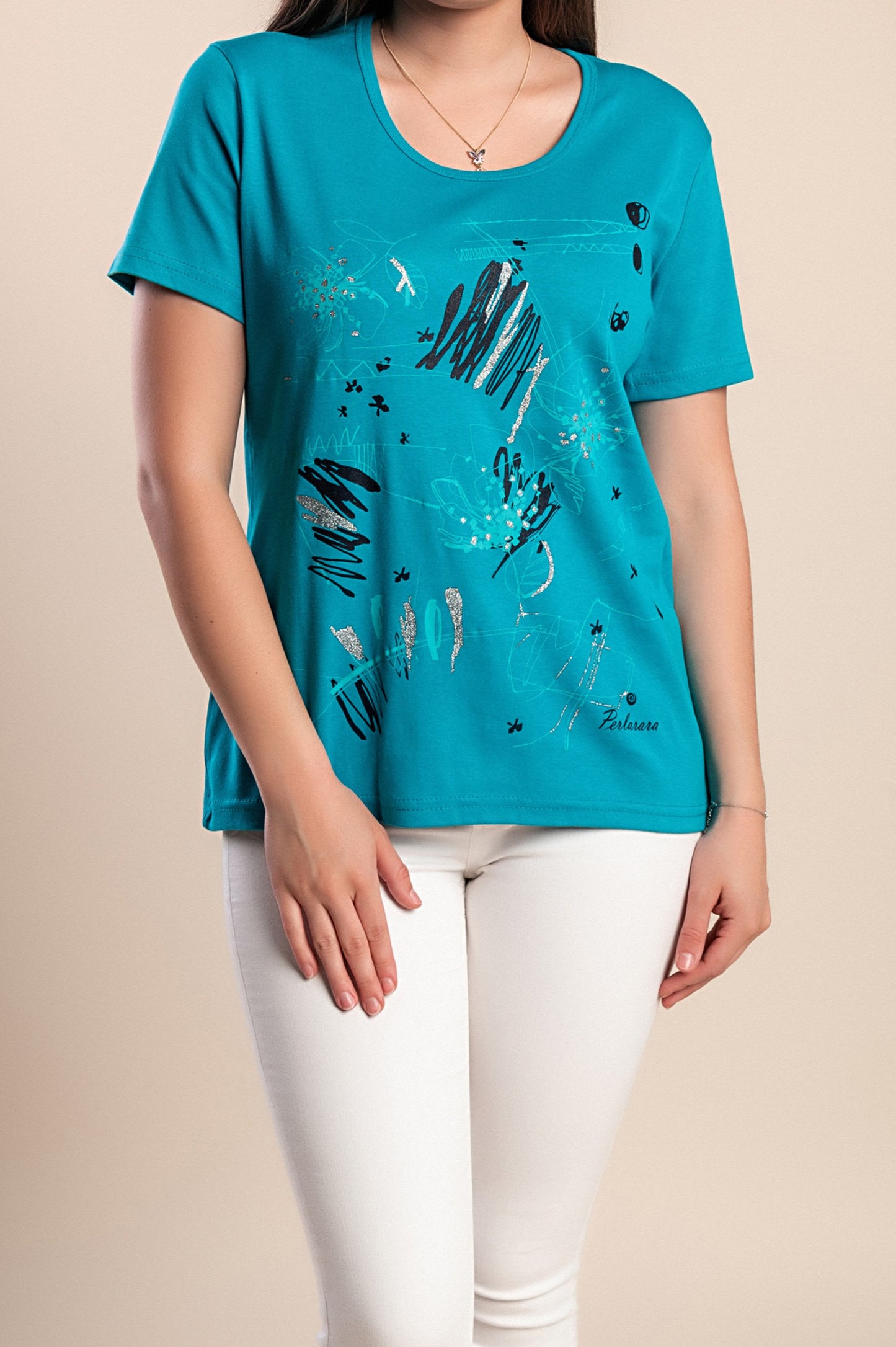 T-shirt stampata, turchese
