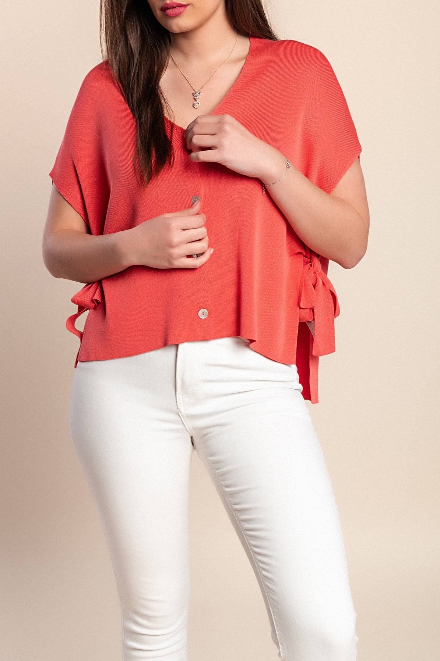 Top lavorato a maglia, rosa