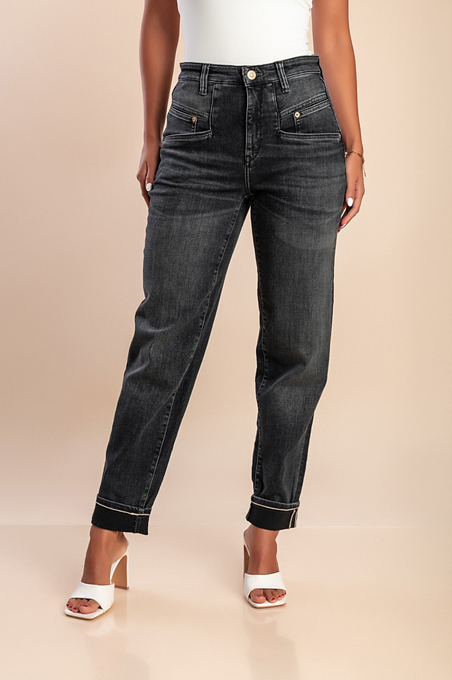 Jeans a vita alta, neri