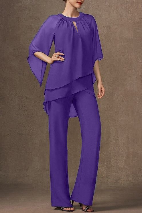 Elegante set tunica e pantaloni lunghi, blu scuro